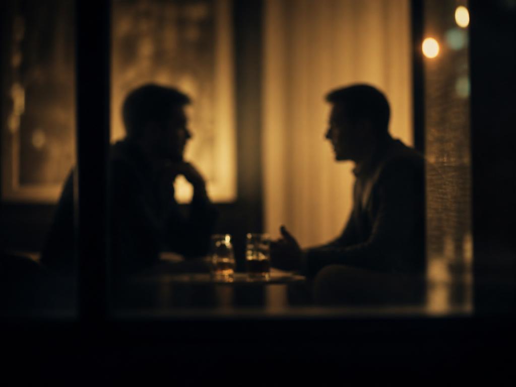 Two soft silhouettes in quiet conversation