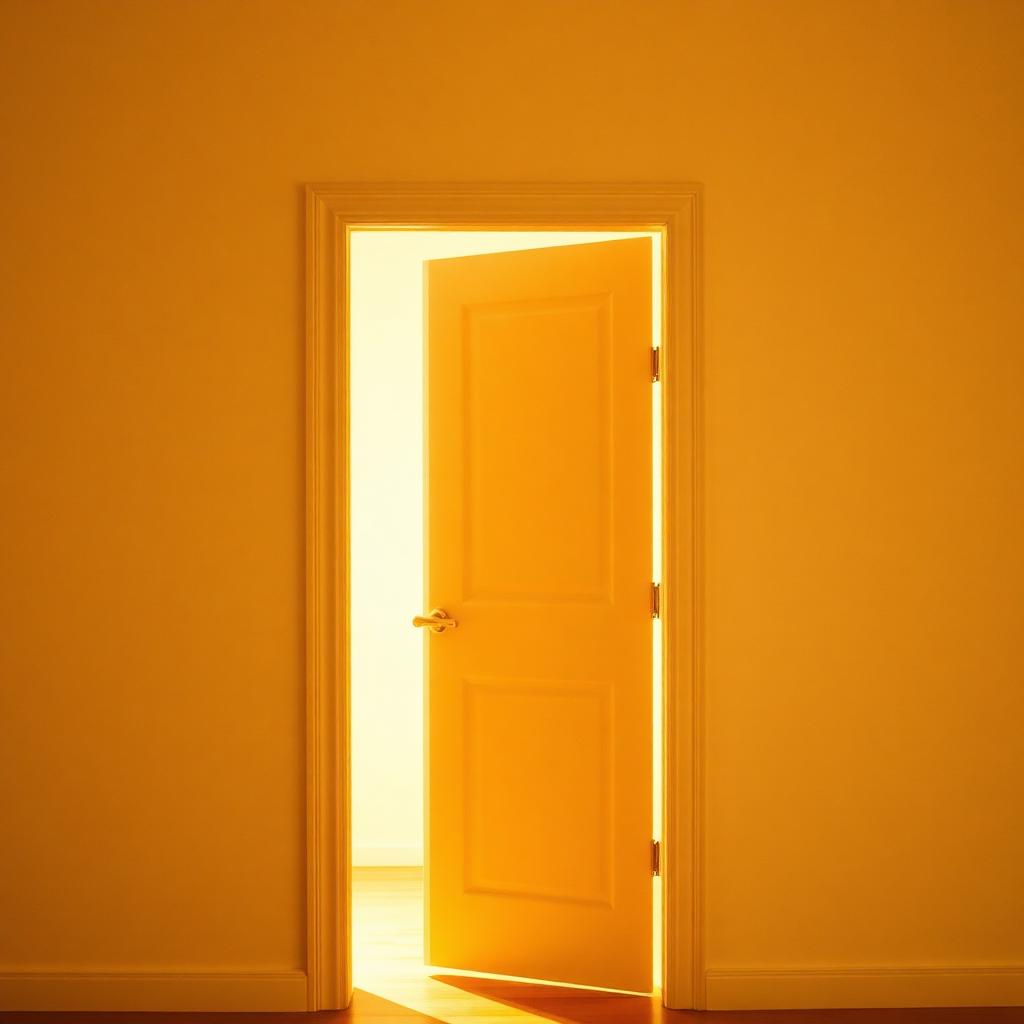 An open doorway with warm light spilling through